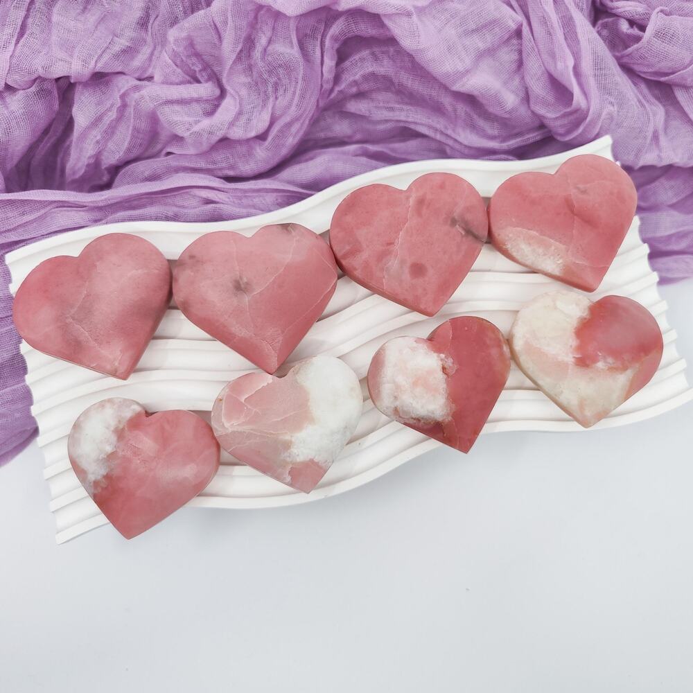 Pink Opal Heart Crystal Carving